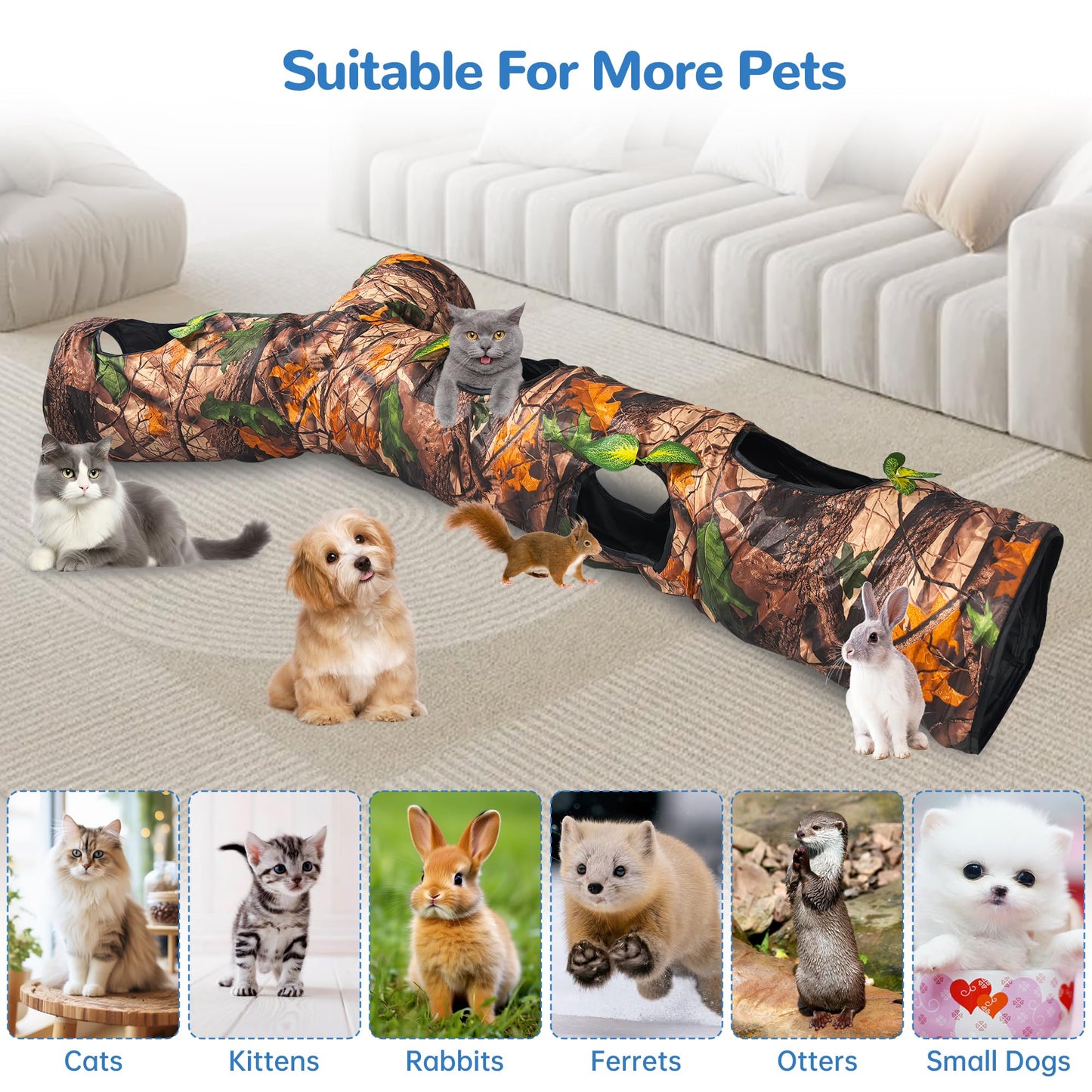 FelRelWel Cat Tunnel,Under Christmas Tree 59" Large Y-Shape Cat Toy