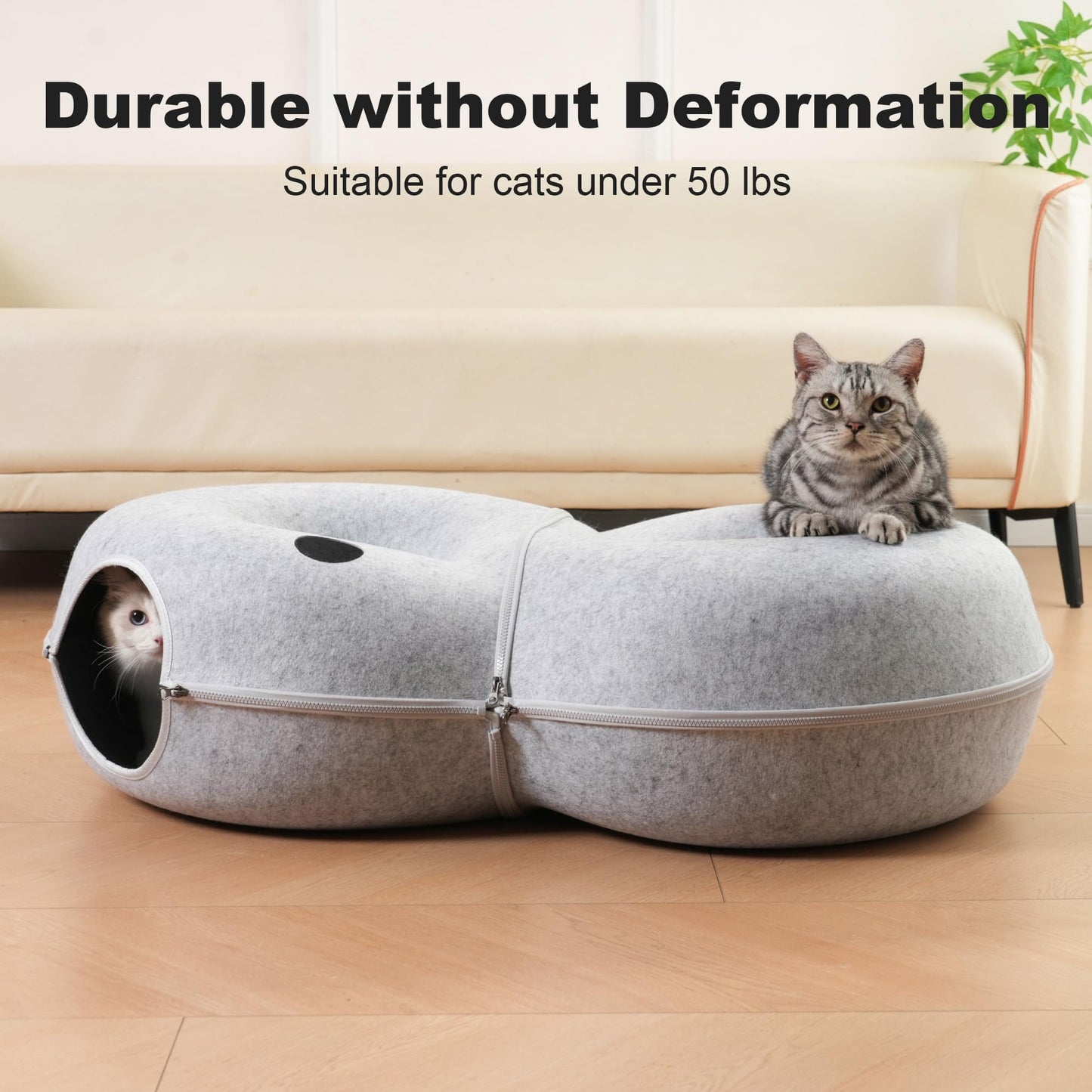 LovIntry 8-Shaped Large Cat Tunnel Bed for Indoor Cats, Infinite Bed