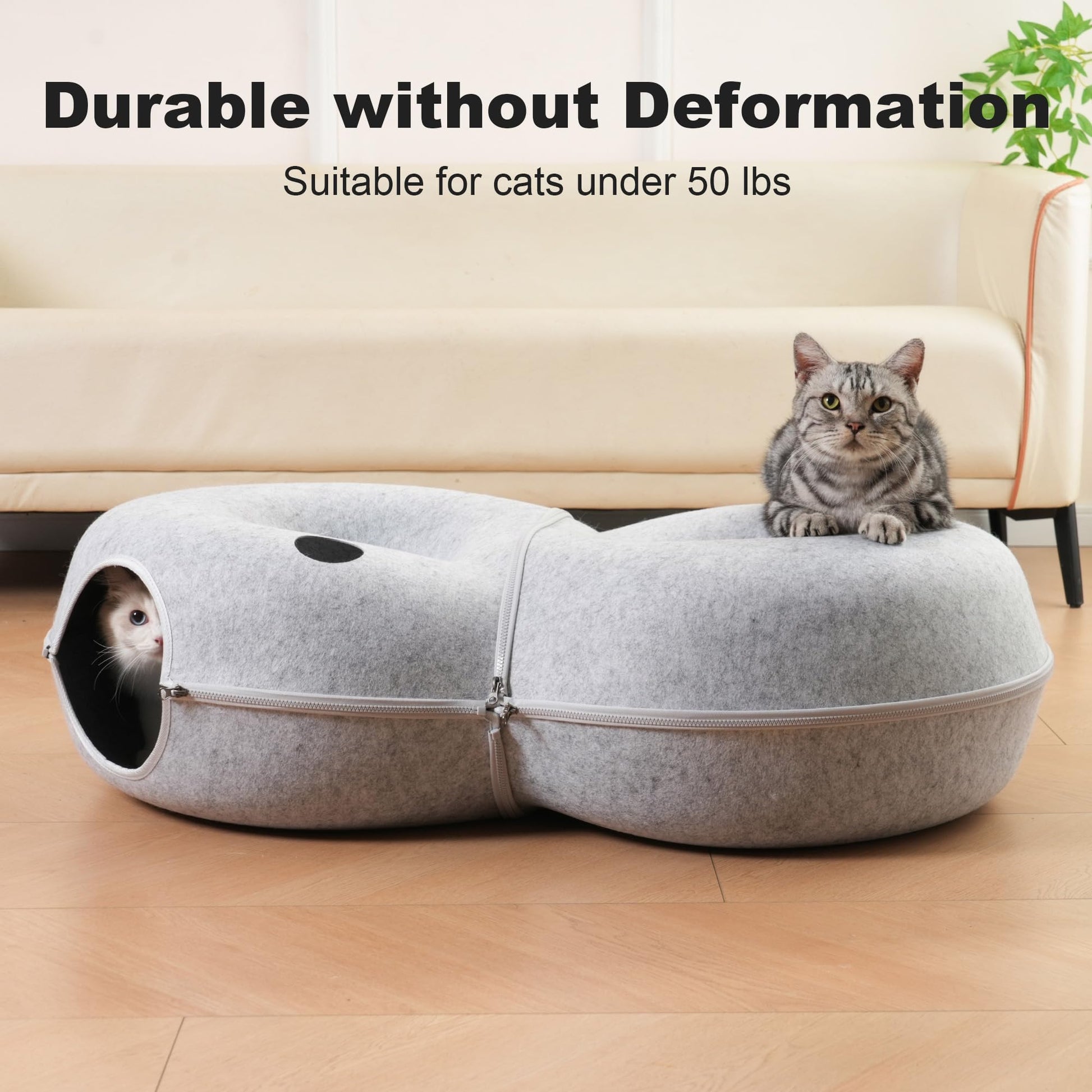 LovIntry 8-Shaped Large Cat Tunnel Bed for Indoor Cats, Infinite Bed
