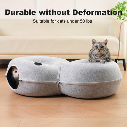 LovIntry 8-Shaped Large Cat Tunnel Bed for Indoor Cats, Infinite Bed