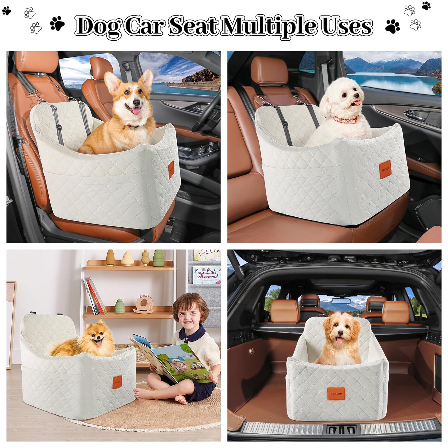 INDYBUD Dog Car Seat for Dogs up to Small Medium Dog Booster Seat