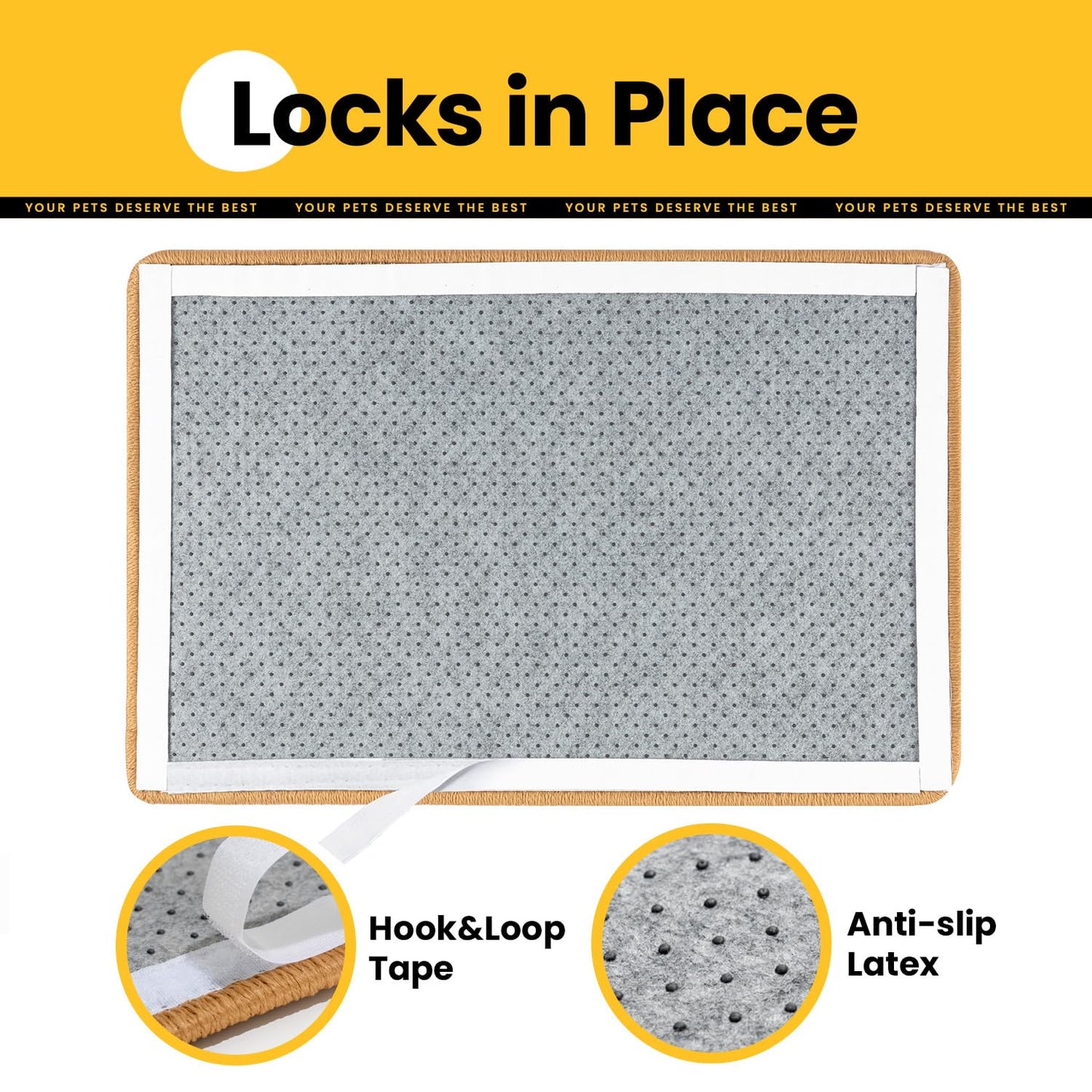 Conlun Cat Scratcher Mat,Sisal Cat Scratch Pad with Hook&Loop Pad