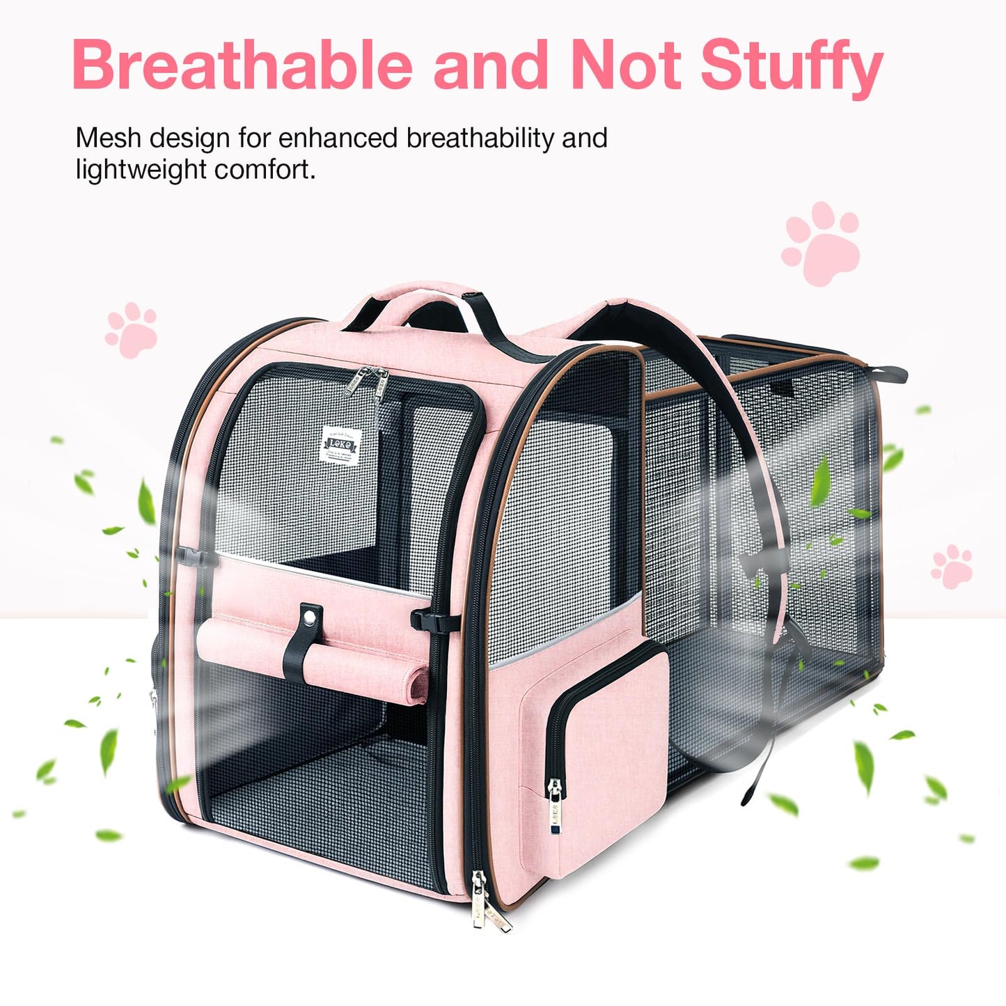 Lekebobor Large Cat Backpack Carrier Expandable Foldable Pet Carrier