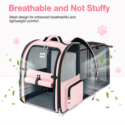 Lekebobor Large Cat Backpack Carrier Expandable Foldable Pet Carrier