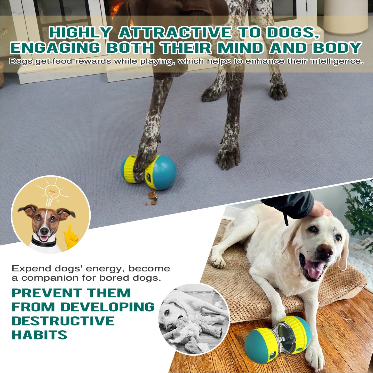 BSISUERM Dog Treat Dispensing Puzzle Toy Adjustable Food Ball