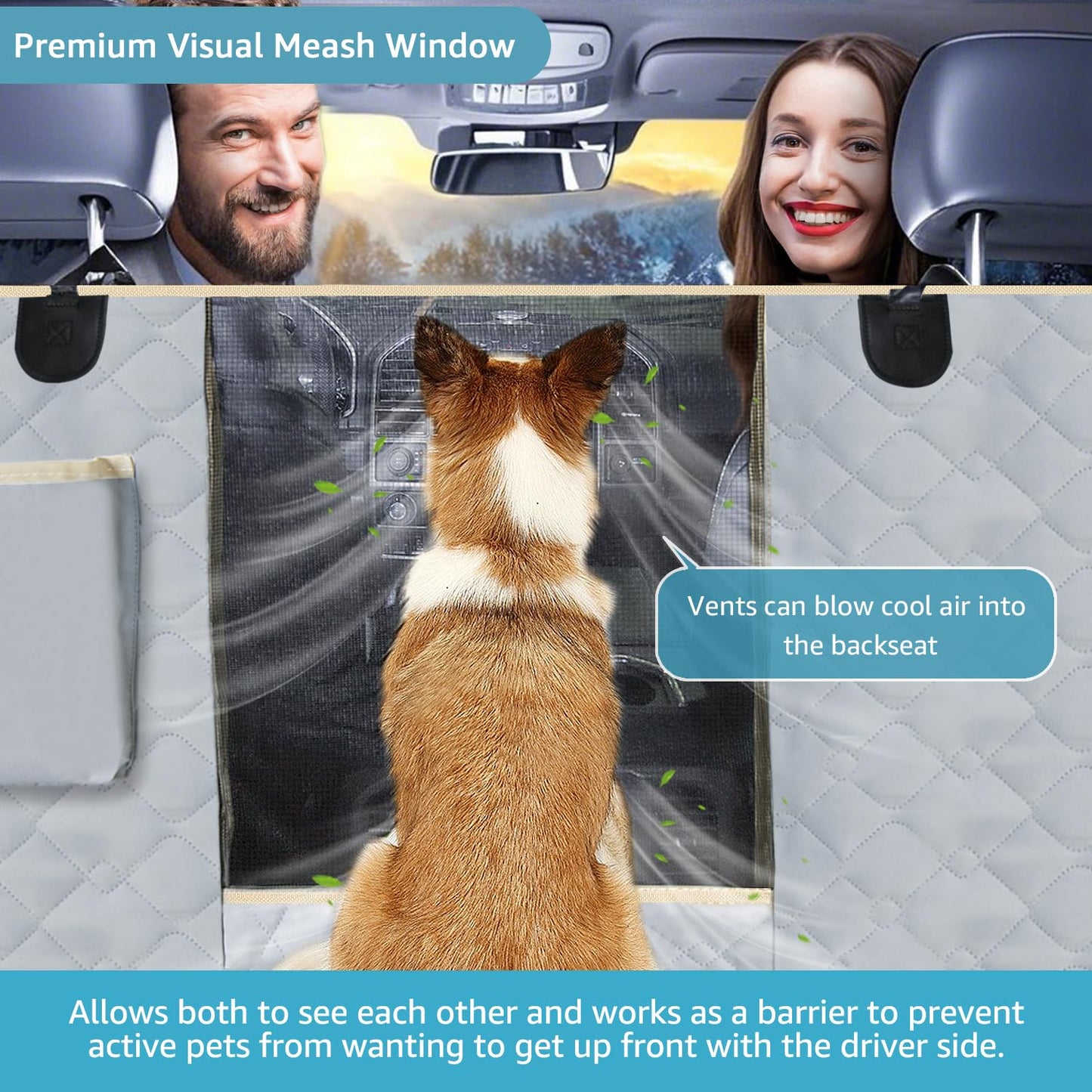 Lassie Dog Car Seat Covers for Back Seat with 2 Seat Belts, Seat