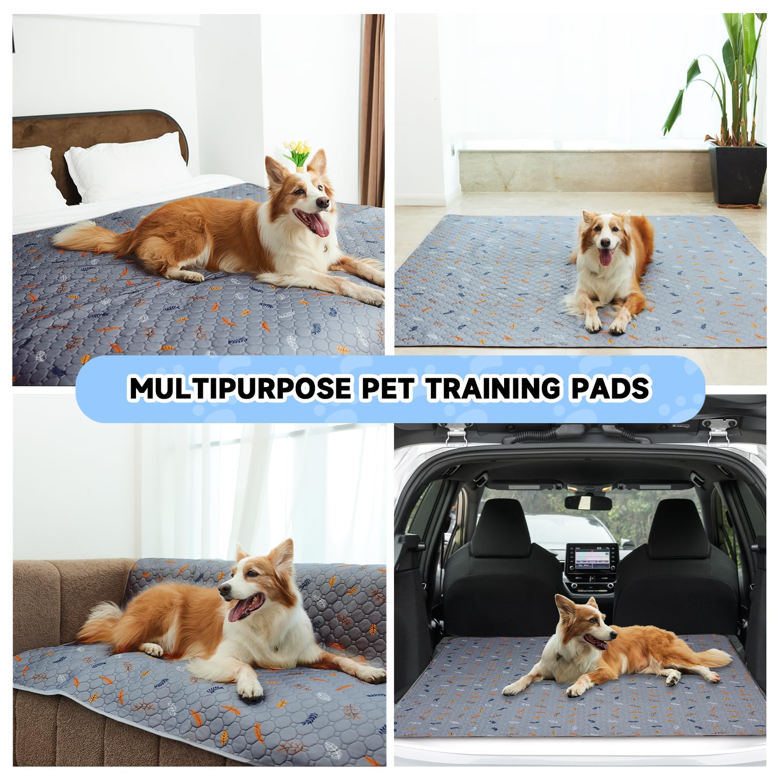 Sunheir Washable Pee Pads for Dogs Extra Large 36" x 72" 2-Pack Crate
