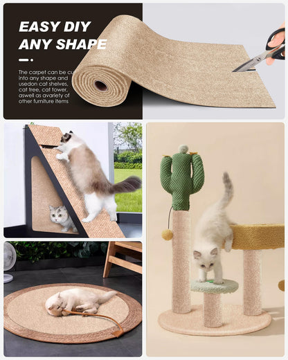 Cat Scratch Furniture Protector, Trimmable Self-Adhesive Carpet, Tower