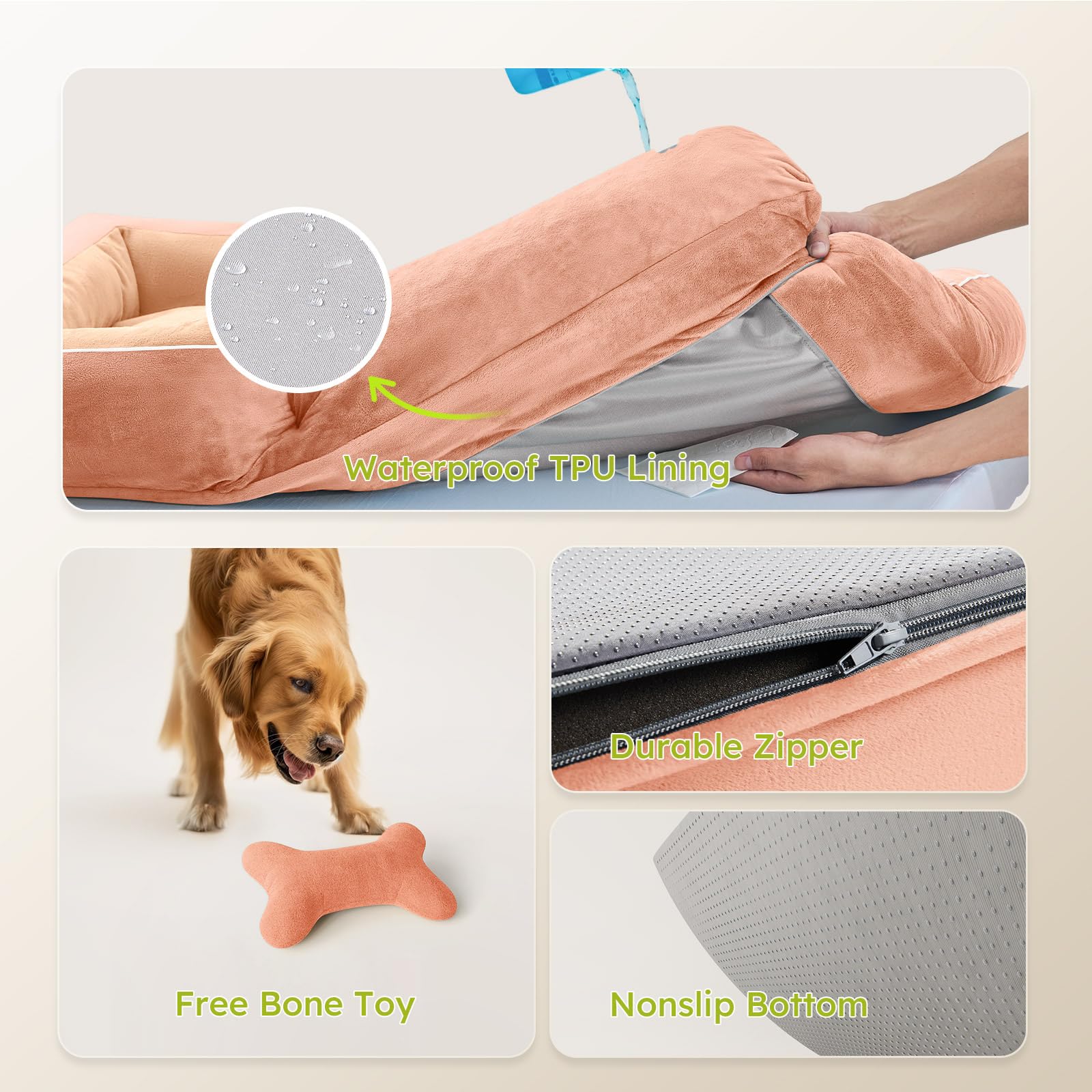 CWAWZ Extra Large Dog Bed, Orthopedic Dog Bed with Cooling Gel Bed