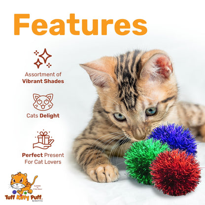 Tuff Kitty Puff Jumbo Sparkle Ball Cat Toy Jumbo Fuzzy Sparkle Ball