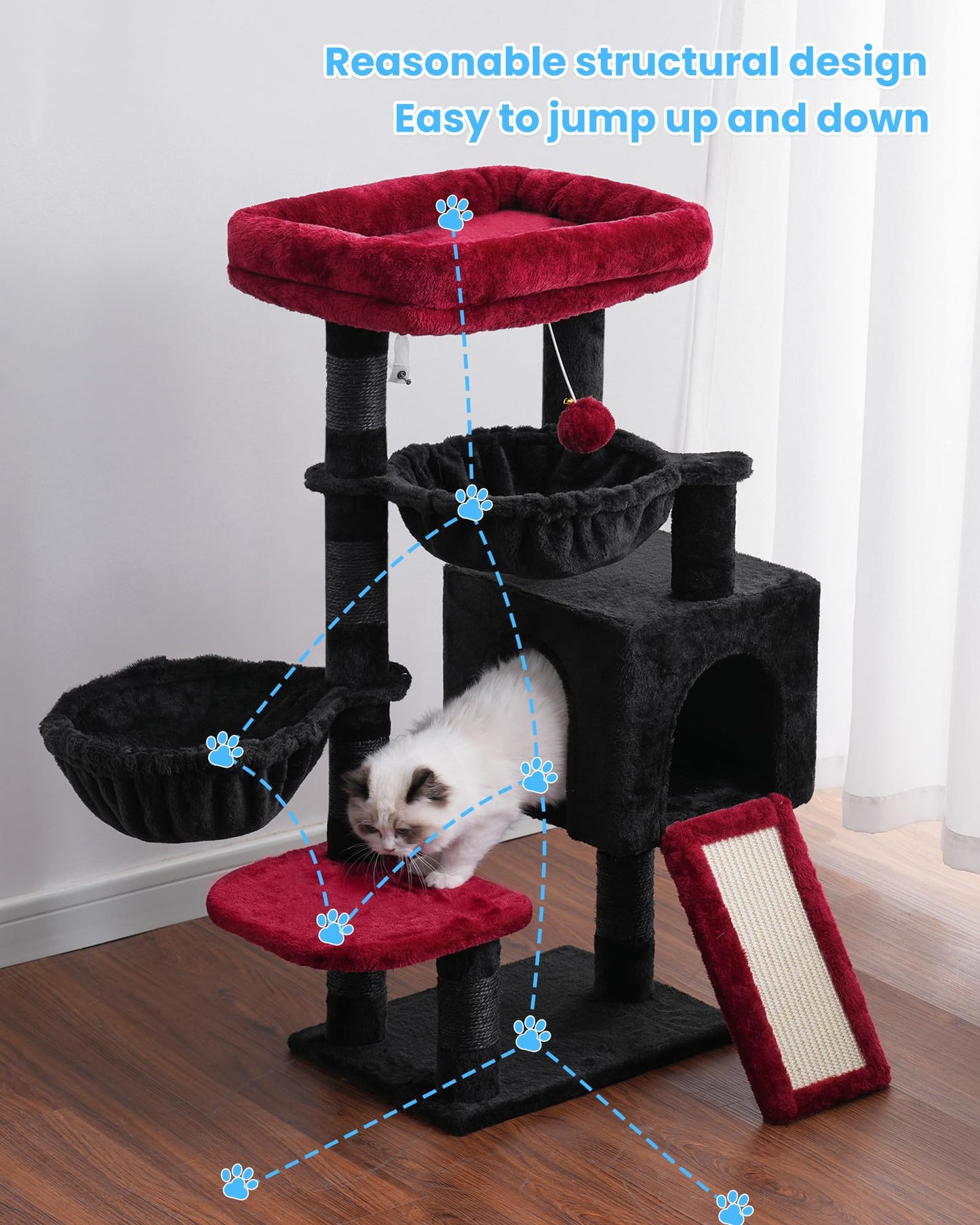 Hey-brother Gothic Cat Tree, Cat Tower for Indoor Cats, Cat House