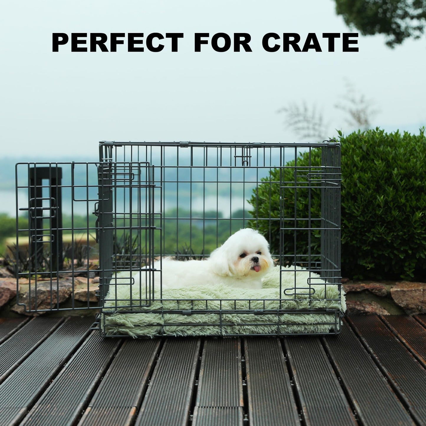 Bedfolks Plush Waterproof Dog Crate Pad, Removable Cover,Faux Crate