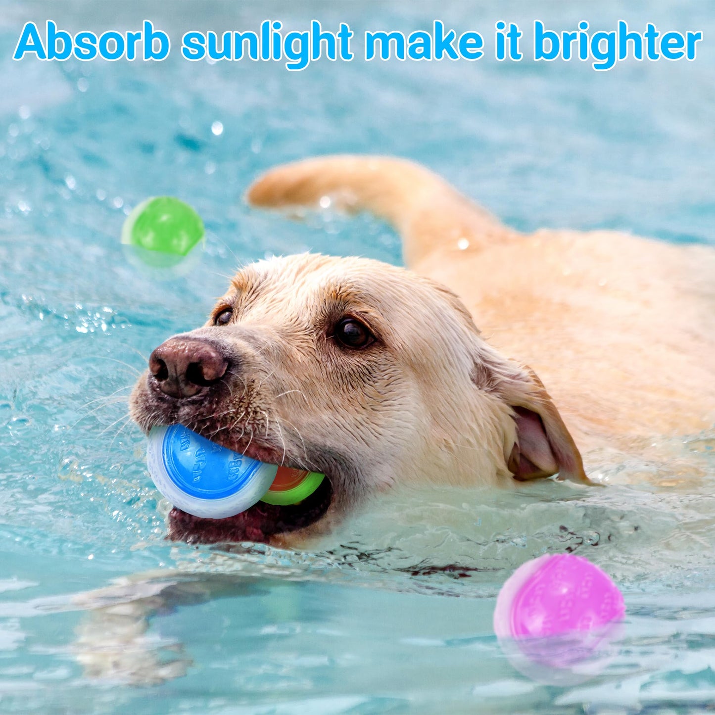 LECHONG Glow Dog Ball, 2.5” Squeaky Dog Toy Ball, Dog Rubber Ball Toys