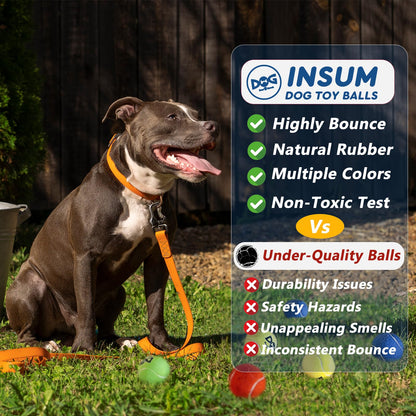 INSUM Squeaky Tennis Balls for Dogs Bulk 50 Pack 2.5'' Durable Balls