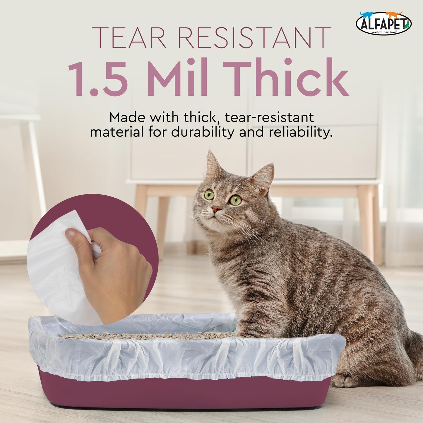 Alfapet Cat Litter box liner Disposable, Elastic Liners- Box