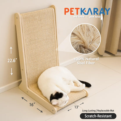 PETKARAY 105° Sisal Cat Scratcher, Sisal Scratch Pad for Indoor Pad