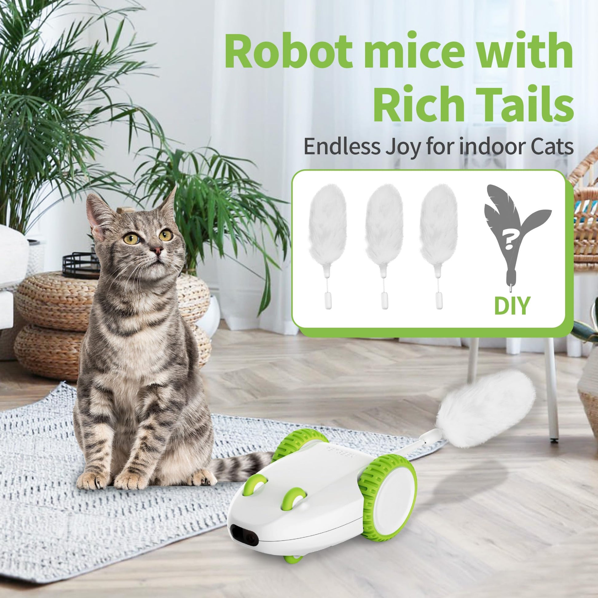 PETGEEK Automatic Cat Mouse Toys Interactive Cat Toys for Indoor Wand