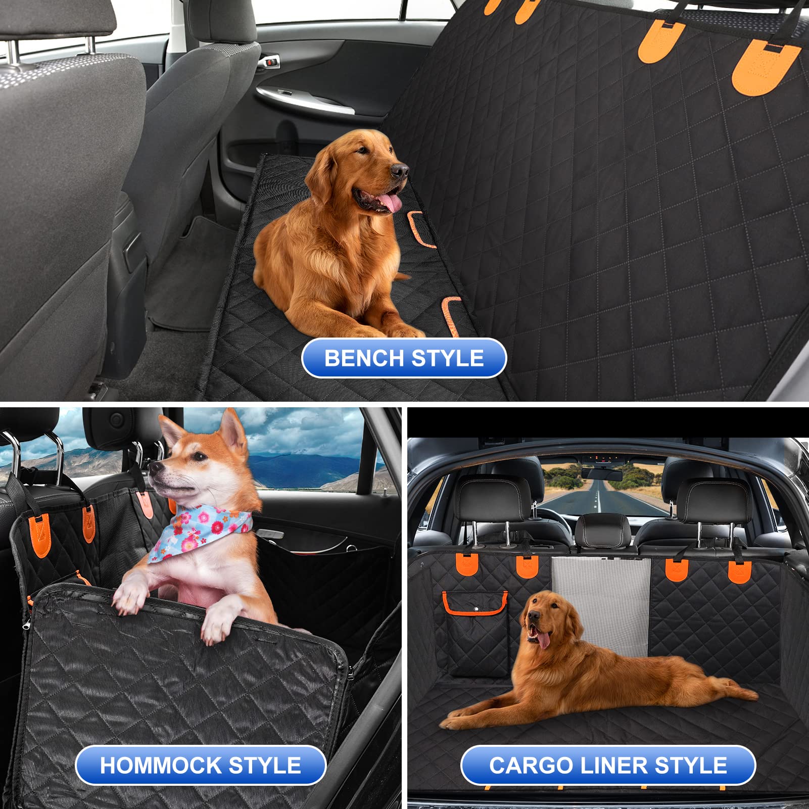 EasyHaWei Dog Car Seat Cover for Back Seat 600D Scratchproof Seat