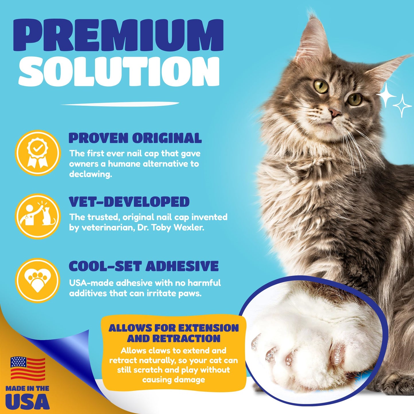 Soft Claws Cat Nail Caps for Medium Cats (40 Caps, Sparkle) Made
