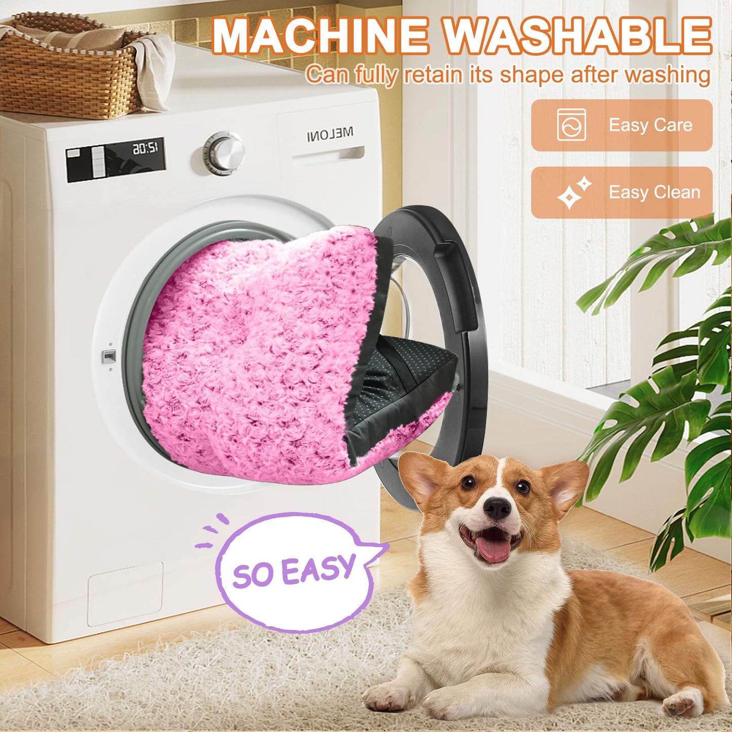 POCBLUE Dog Bed Medium Sized Dog, Washable Plush Pet Bed for Crate