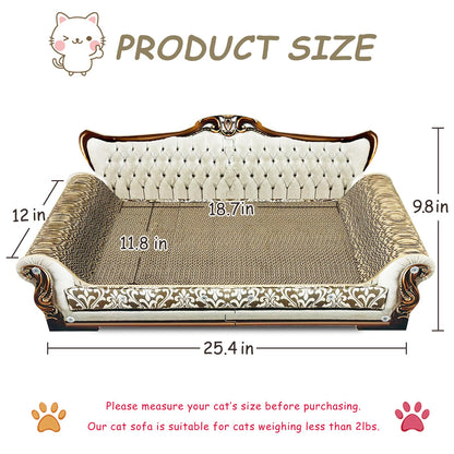 INRLKIT Luxury Cardboard Cat Scratcher Sofa Bed, Couch Shaped Bed