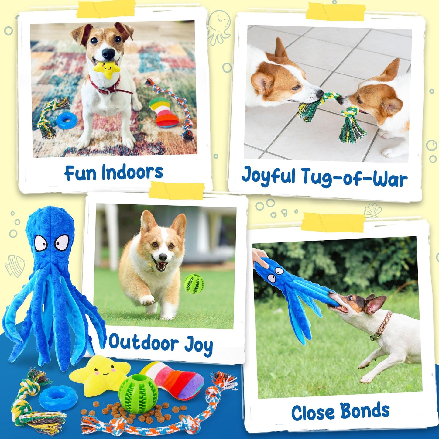 KIPRITII 9-Pack Interactive Puppy Dog Toys for Small Dogs Plush