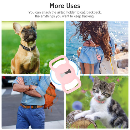 WHIPPY Airtag Leather Dog Collar GPS Tracker Air Tag Puppy Collar