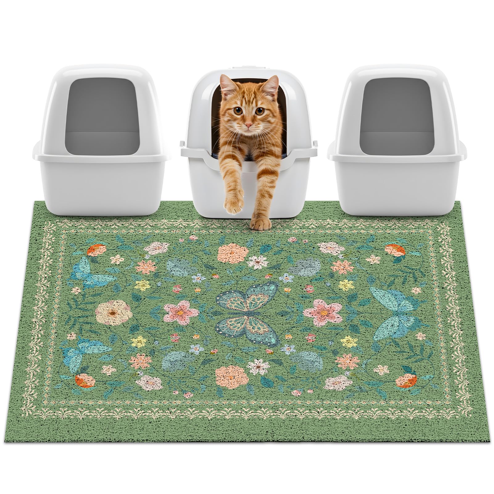 Unicorn Catcher Cat Litter Mat Non-Slip Bottom Litter Box Mat