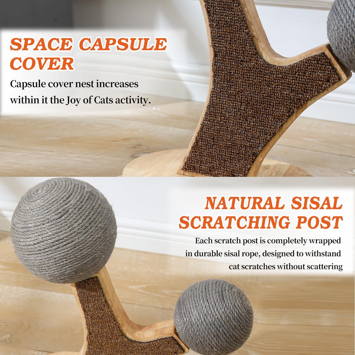 Cat Tree Cat Scratching Post with Vertical Cat Scratcher, Balls