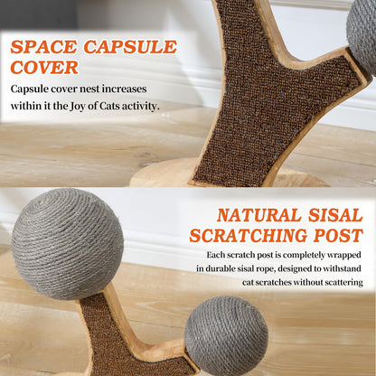 Cat Tree Cat Scratching Post with Vertical Cat Scratcher, Balls