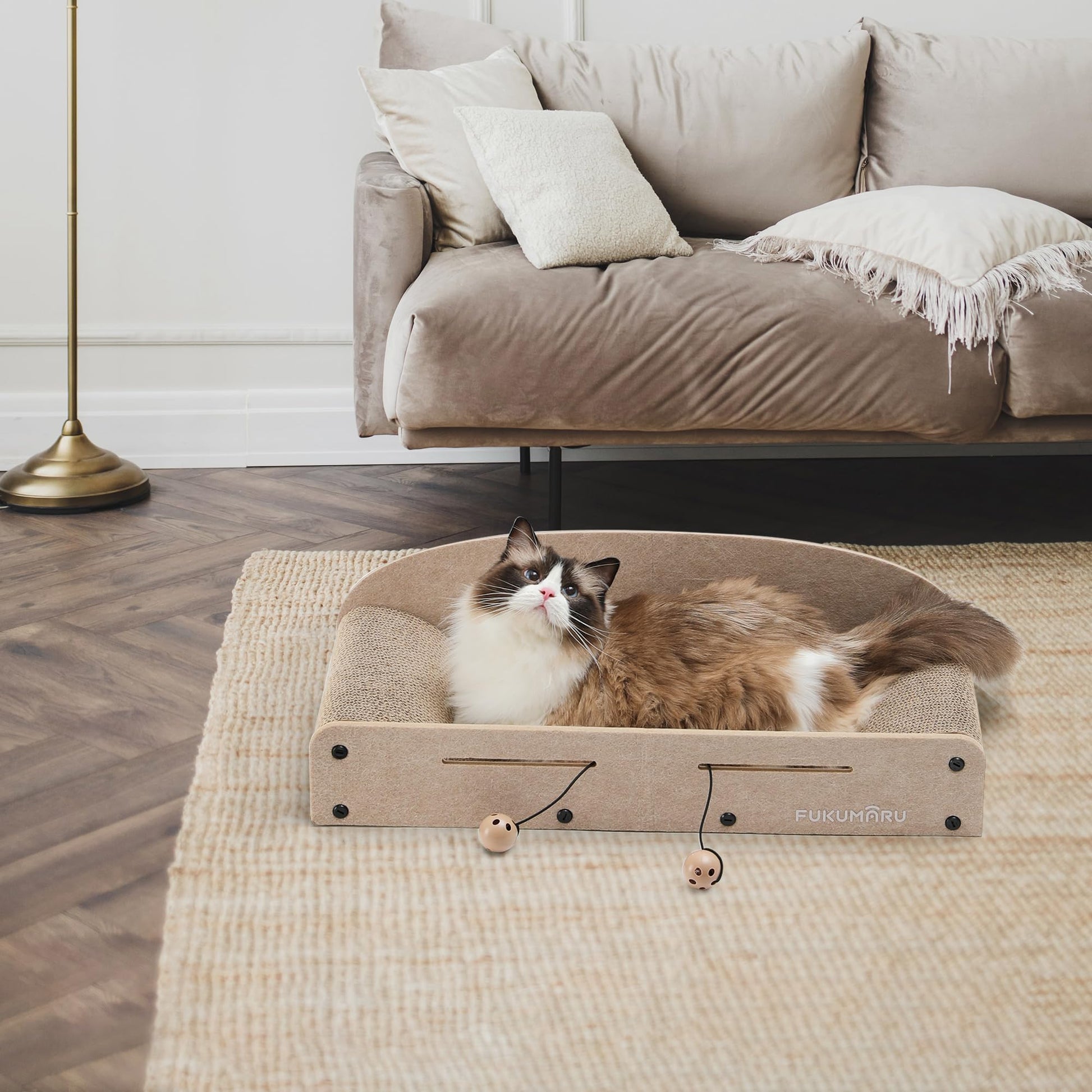 FUKUMARU Cat Scratcher Bed, 2 Reversible Cardboard Cat Scratch Bed