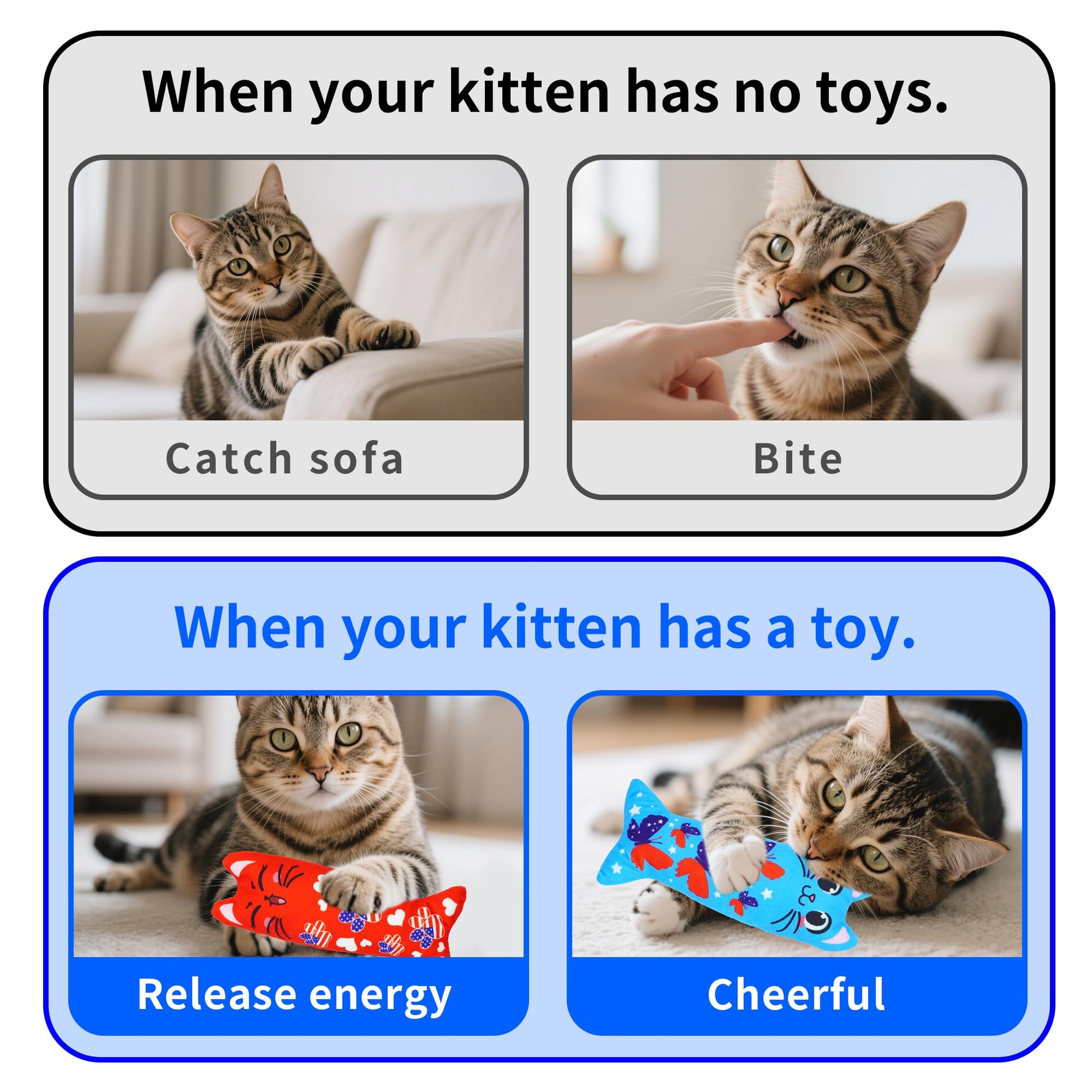 Pai Sence 4th of July Cat Toys for Indoor Cats Patriotic Large Catnip