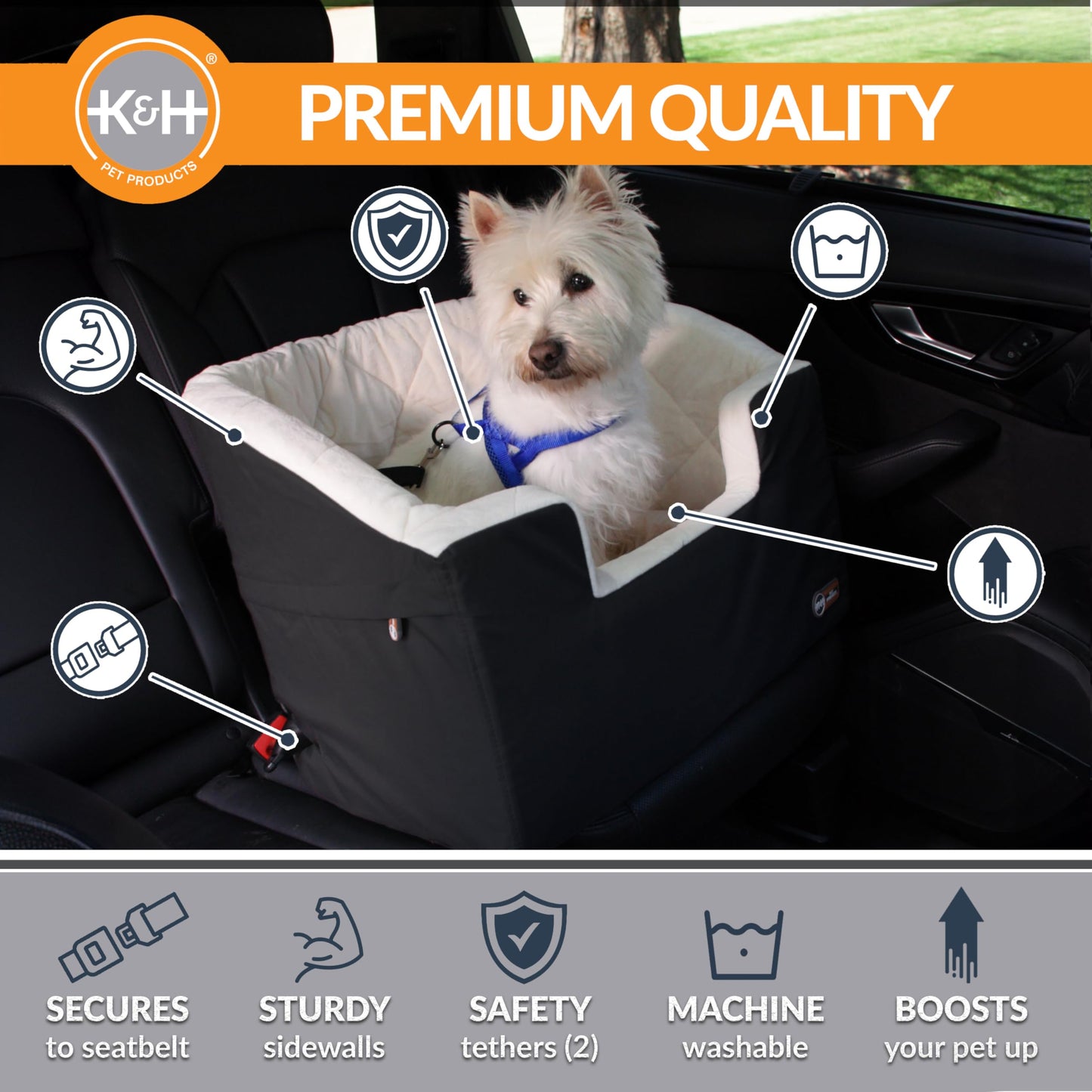 K&H Pet Products Bucket Booster Dog Car Seat for Small Dogs, Seat Seat