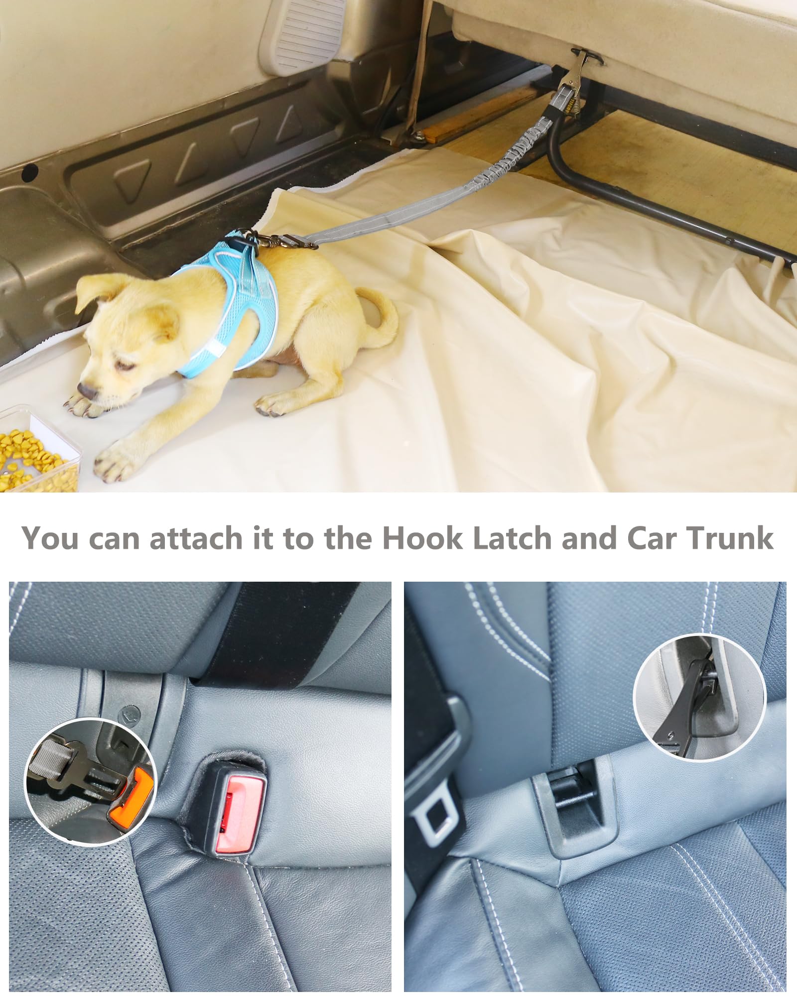 AUBELL Dog Seat Belt for Car,2 Pack Set 3-in-1 Adjustable Seat