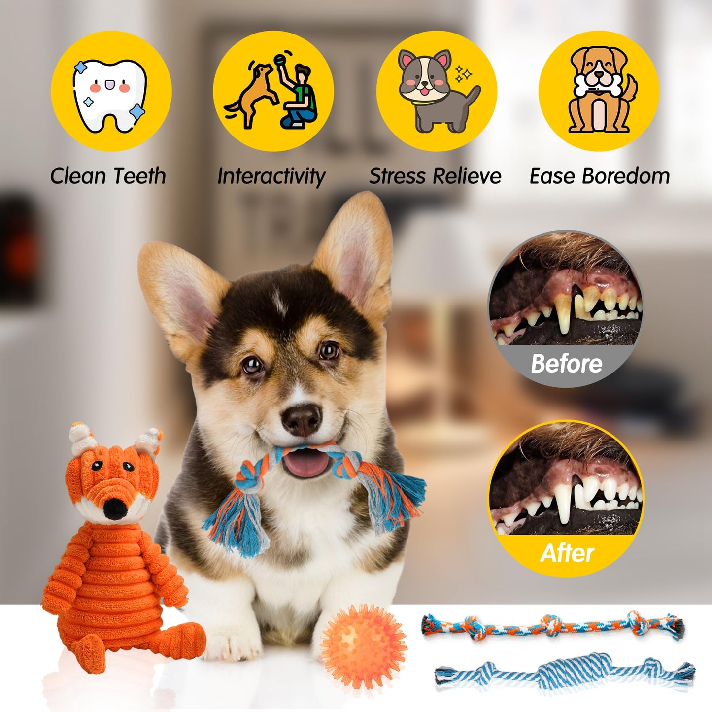 Zeaxuie 14 Pack Puppy Toys for Teething Small Dogs, Puppy Chew Toys