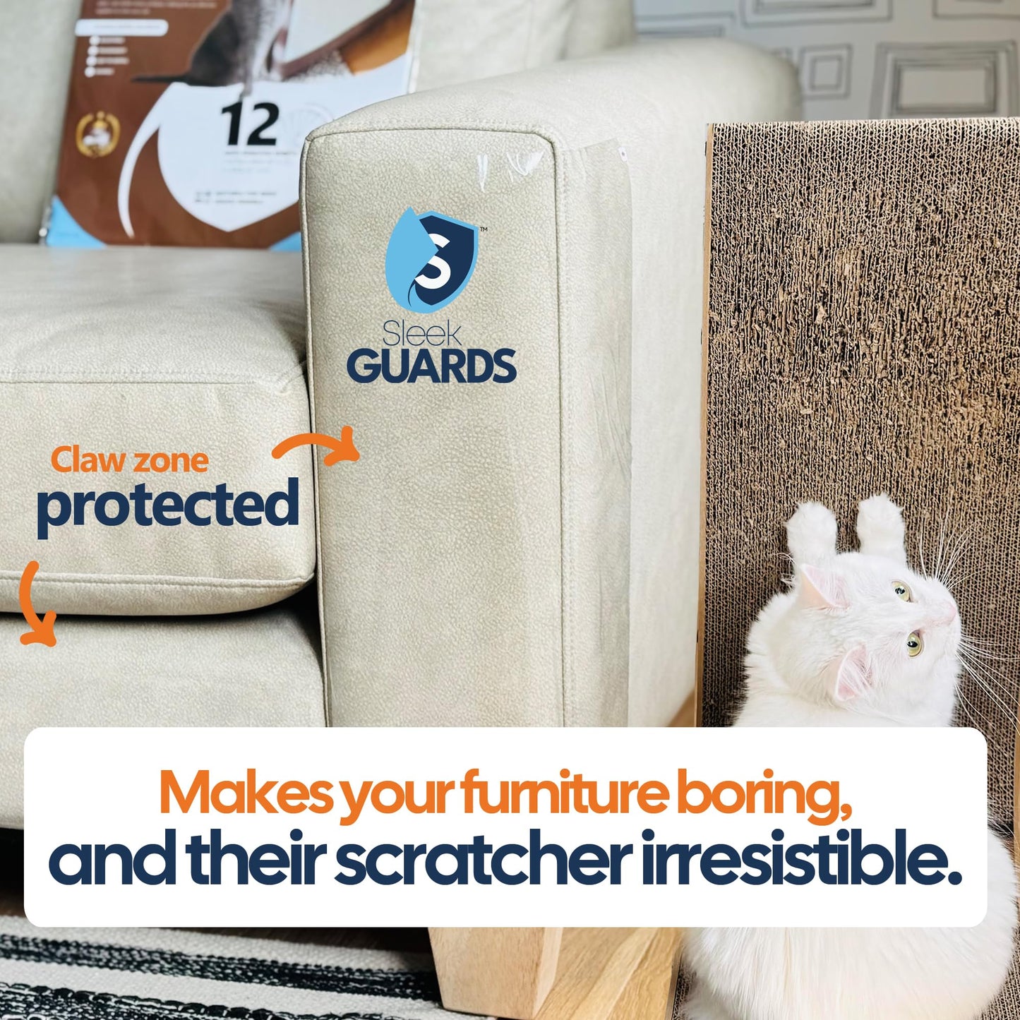 Cat Scratch Furniture Protector, 12-Pack Double-Sided Couch Furniture