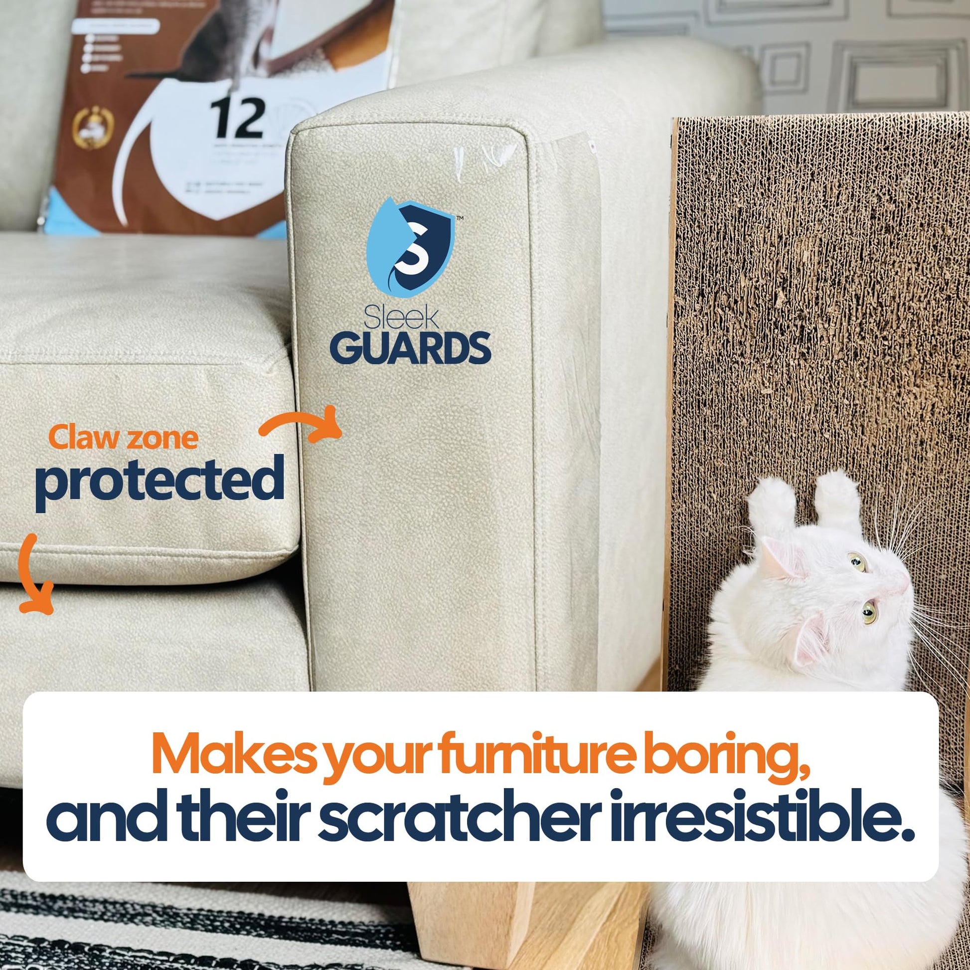 Cat Scratch Furniture Protector, 12-Pack Double-Sided Couch Furniture