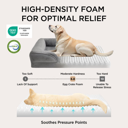 Bedsure Small Orthopedic Dog Bed Washable Bolster Dog Sofa Beds