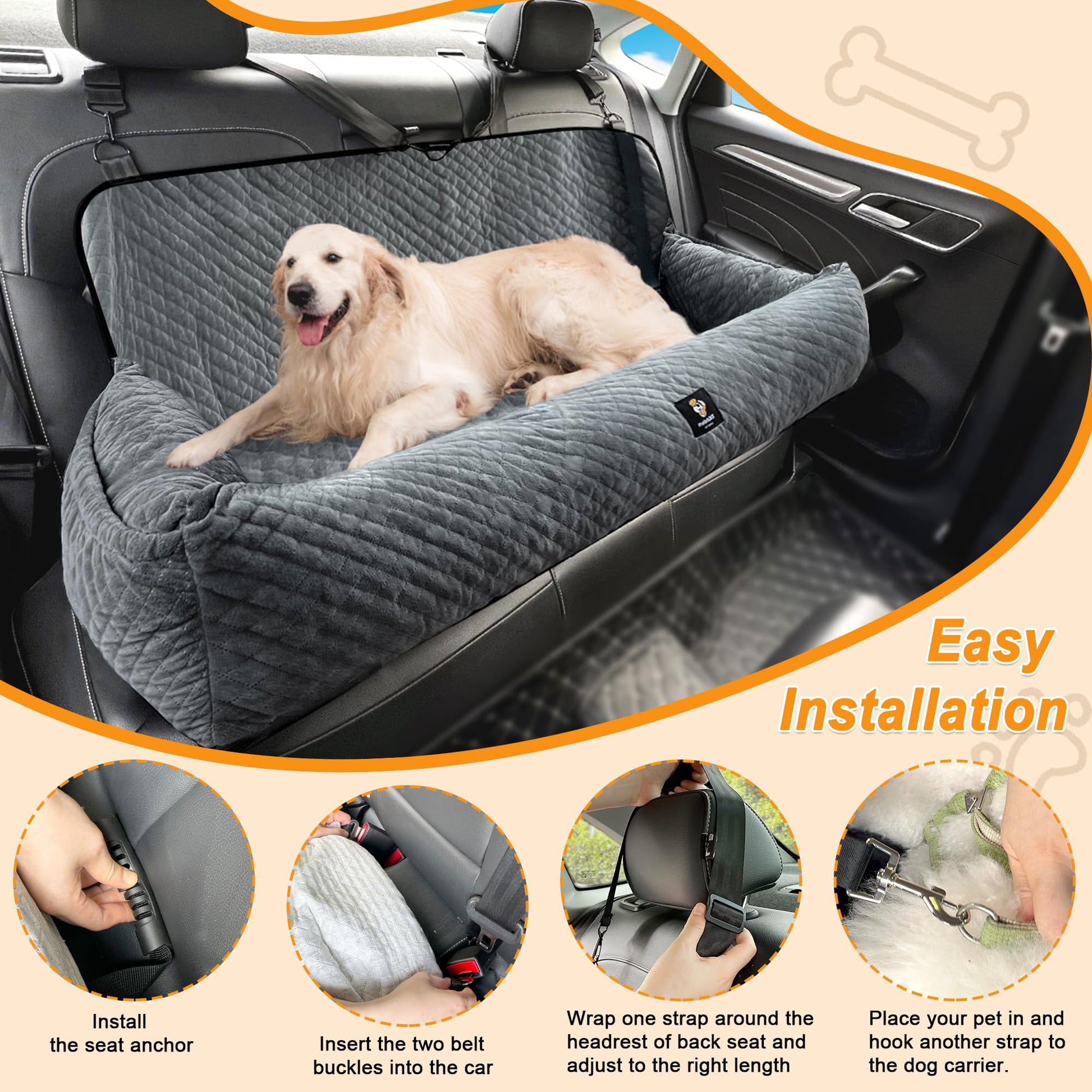 Dog Car Seat for Medium/Large Dogs Under ,Multi-Functional Dog Seat