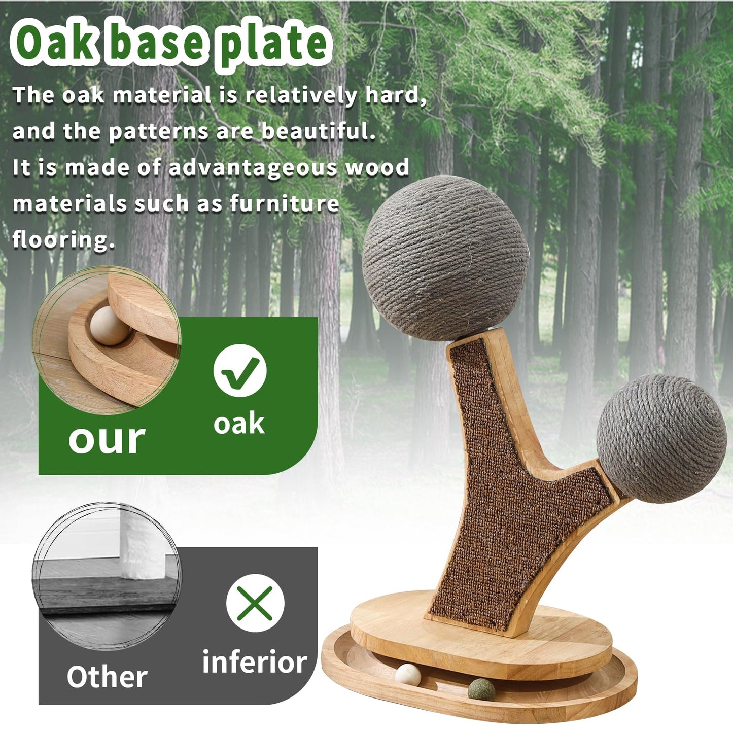 Cat Tree Cat Scratching Post with Vertical Cat Scratcher, Balls