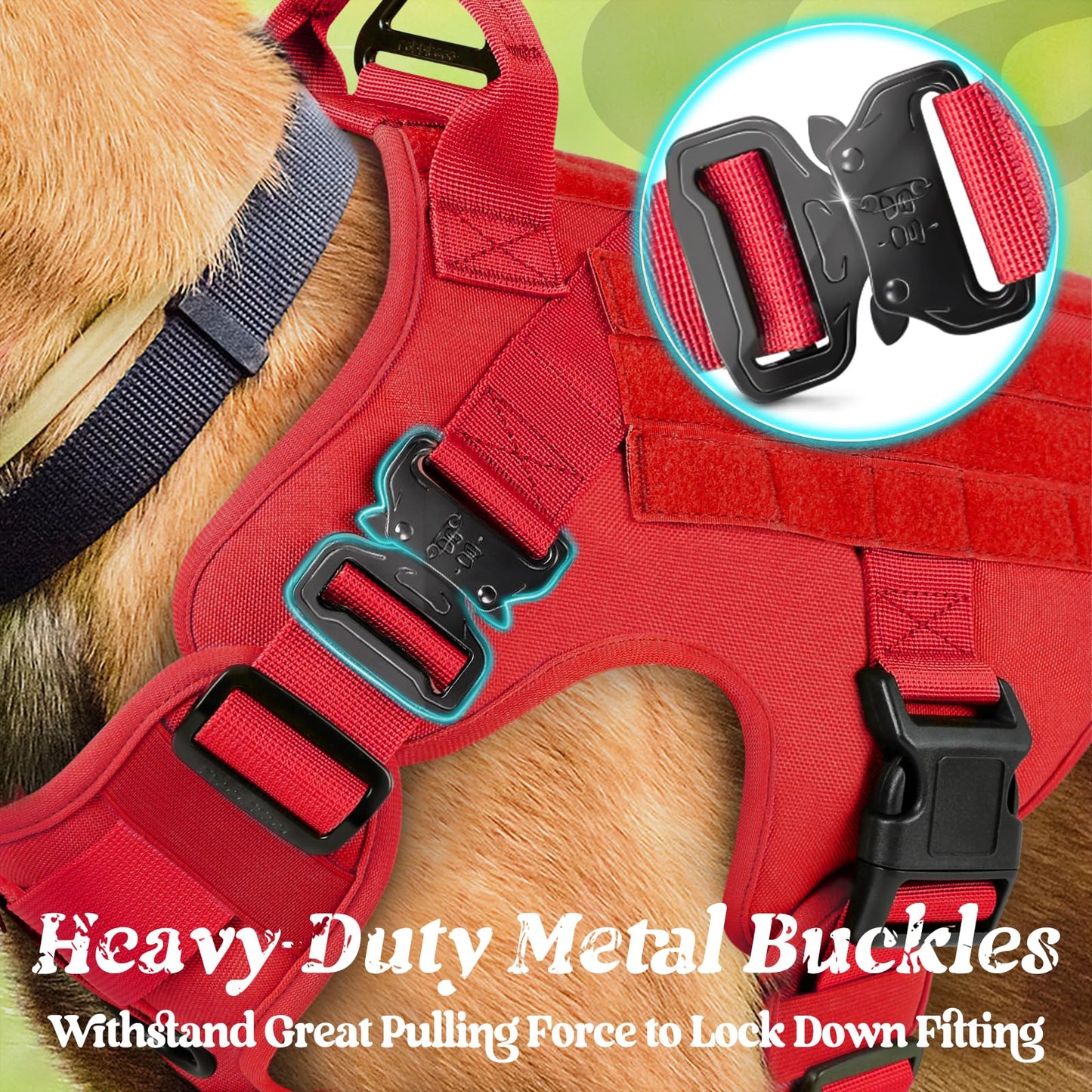 rabbitgoo Tactical Dog Harness for Large Dogs, Heavy Duty Dog Harness