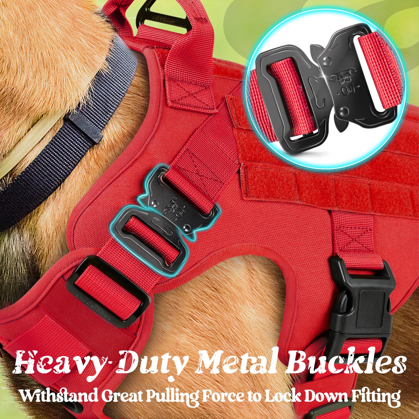 rabbitgoo Tactical Dog Harness for Large Dogs, Heavy Duty Dog Harness