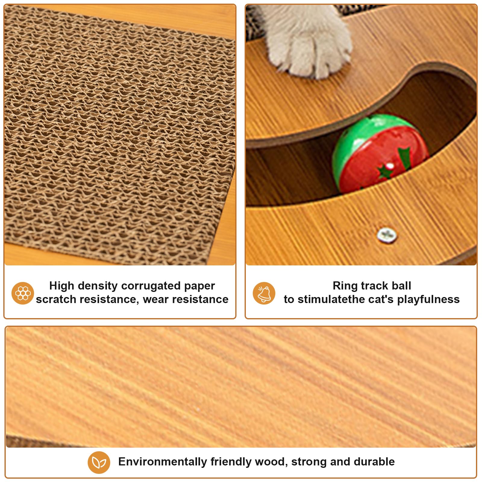 5-in-1 Multifunctional Cardboard Cat Scratcher,Cat Hair Brush Catnip