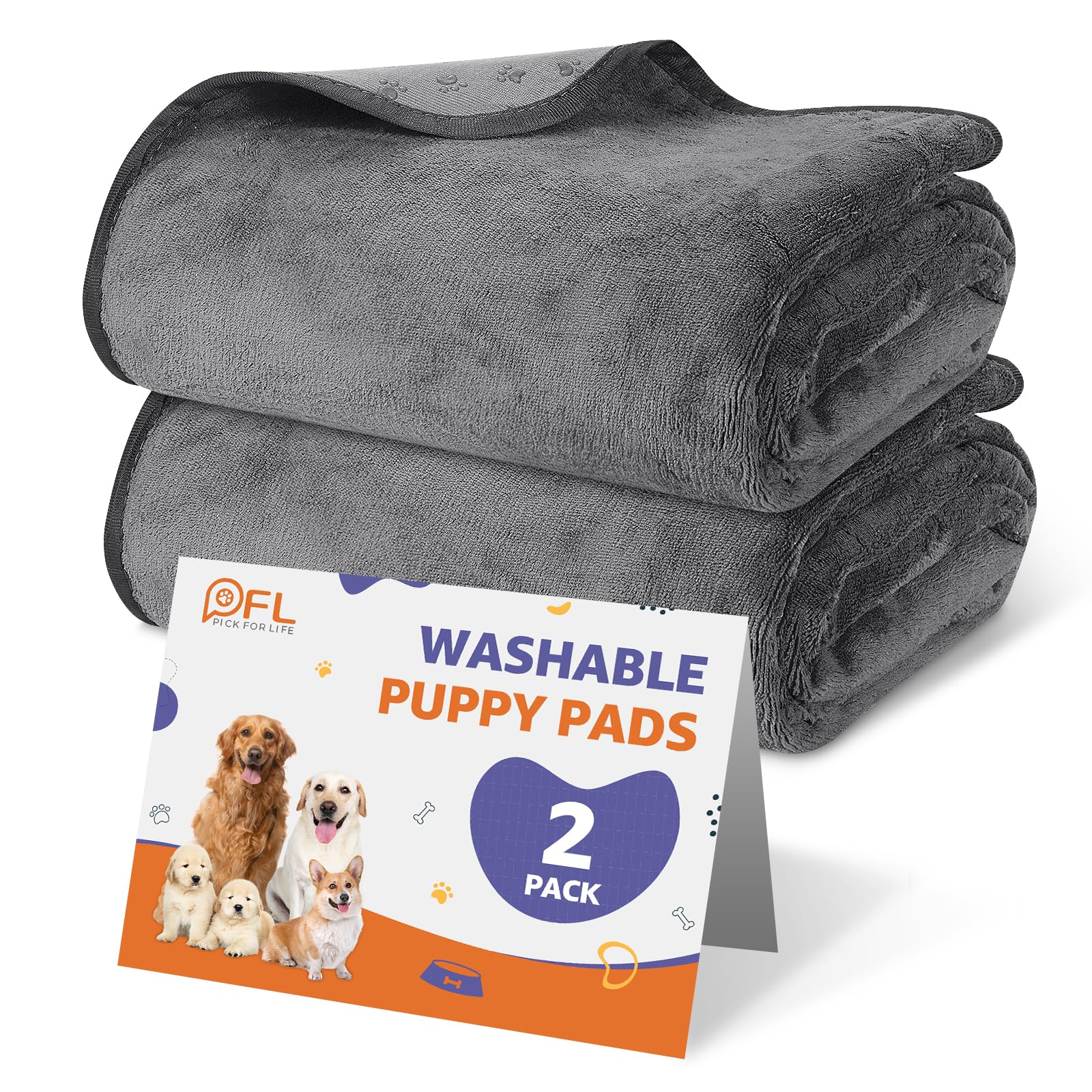 PICK FOR LIFE Washable Dog Pee Pads, 48x48 Reusable Puppy Crate