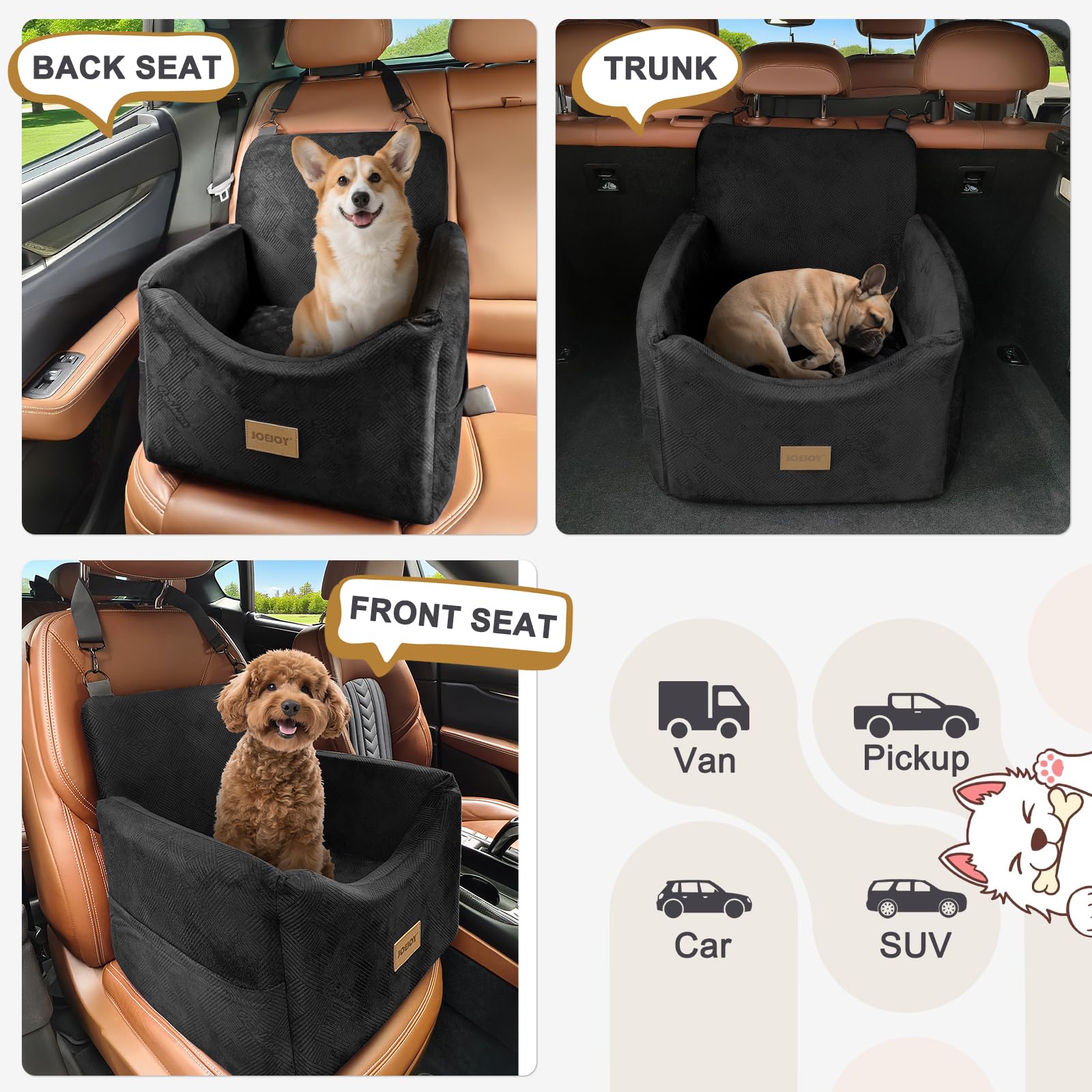 JOEJOY Dog Car Seats for Small Medium Dogs Under Dog Booster Seat