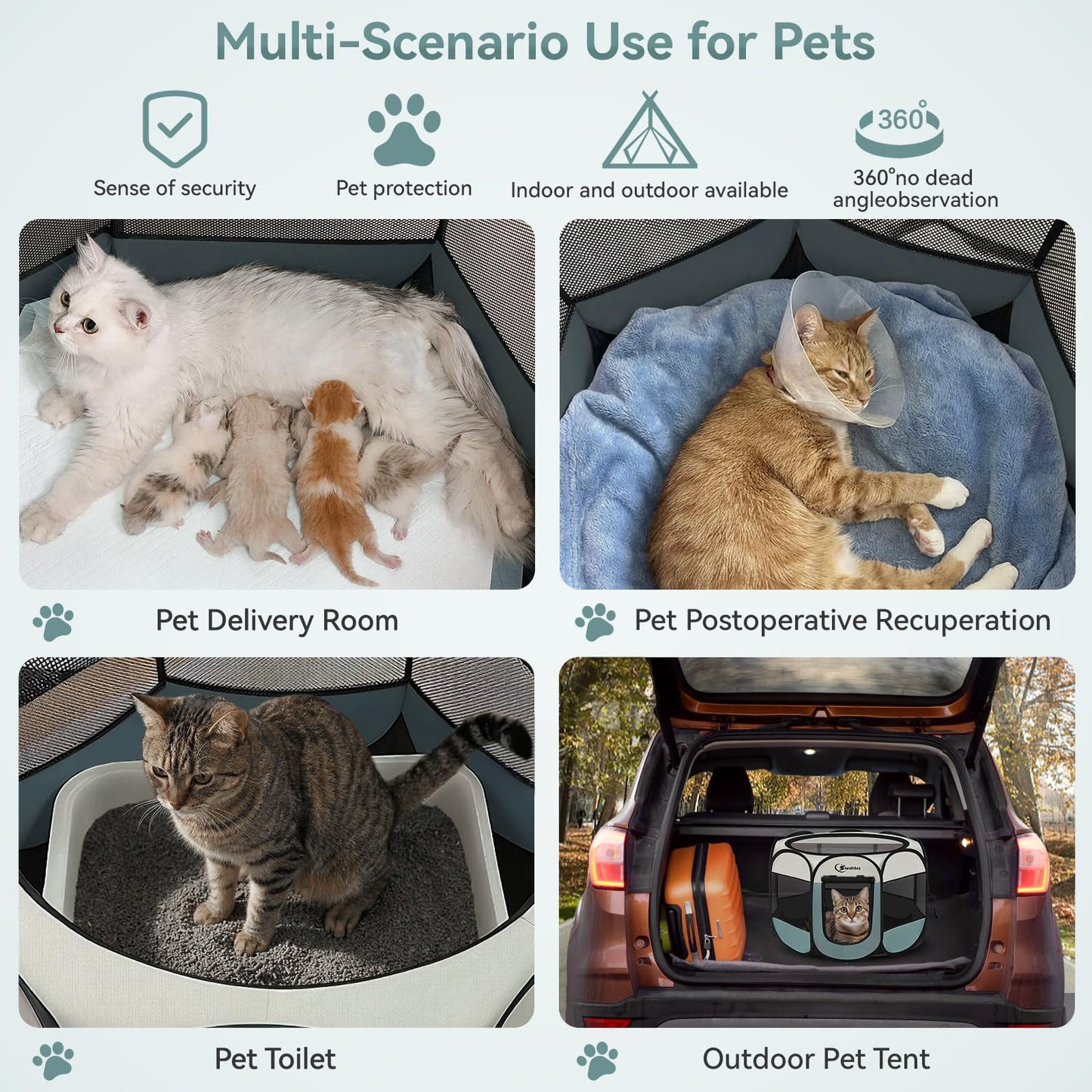Siedihit Dog Cat Playpen, Puppy Pet Playpen Indoor for Small Dog Crate