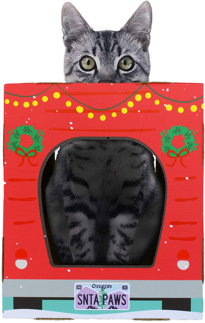 American Cat Club Christmas Cat House Cat Scratcher w/Bonus House