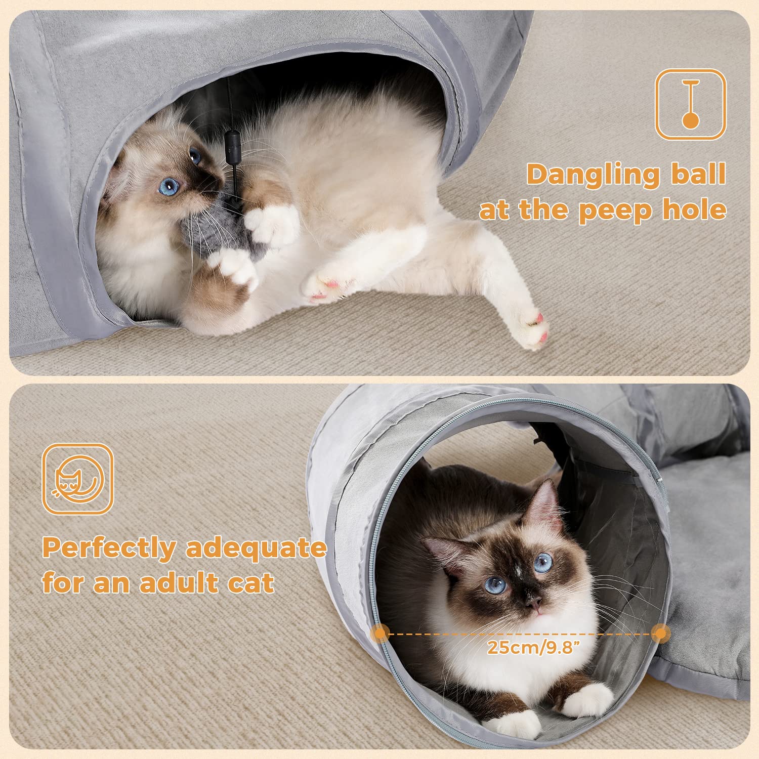 PAWZ Road Cat Tunnel Bed Large Cat Donut Tunnel for Indoor Bed