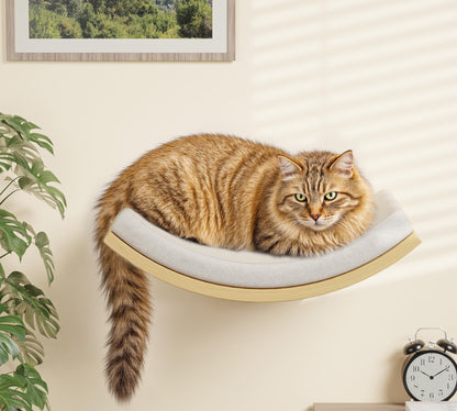 Cat Wall Shelf with Curved Hammock Bed, Wall Mounted Cat Perch Bed