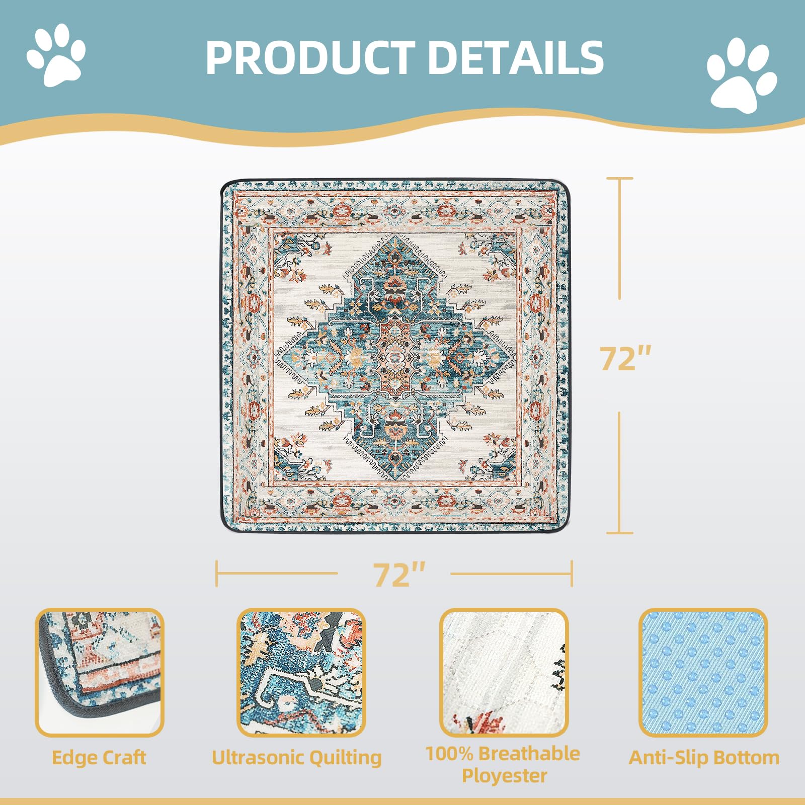SCLOSE Washable Pee Pad for Dogs Extra Large, 72" x 72" Reusable Mat